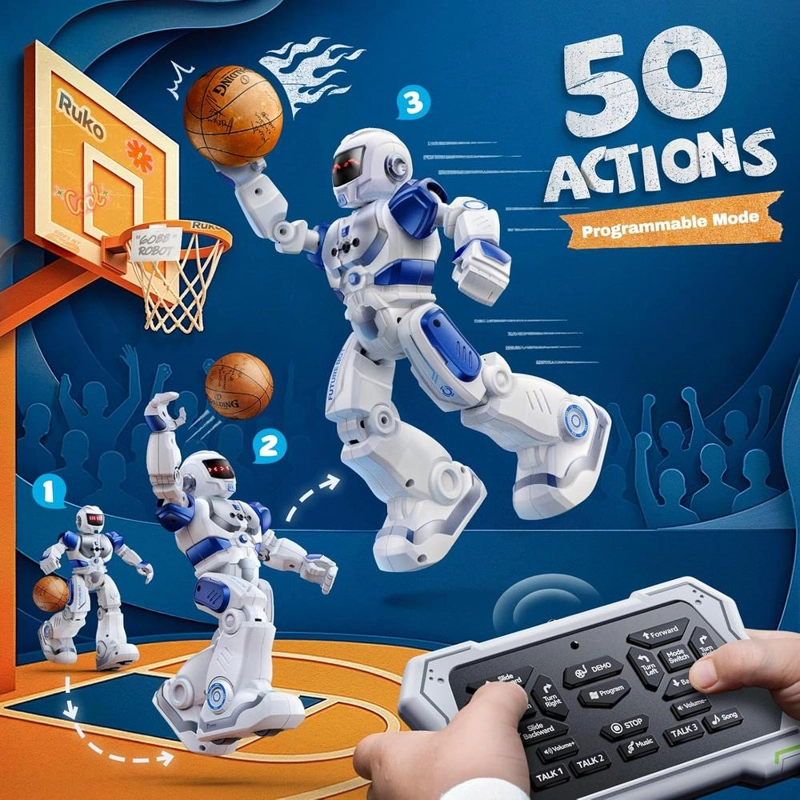 RUKO 6088 ROBOT INTELIGENTE PROGRAMABLE CON CONTROL REMOTO Y SENSOR DE GESTOS | AZUL - 4