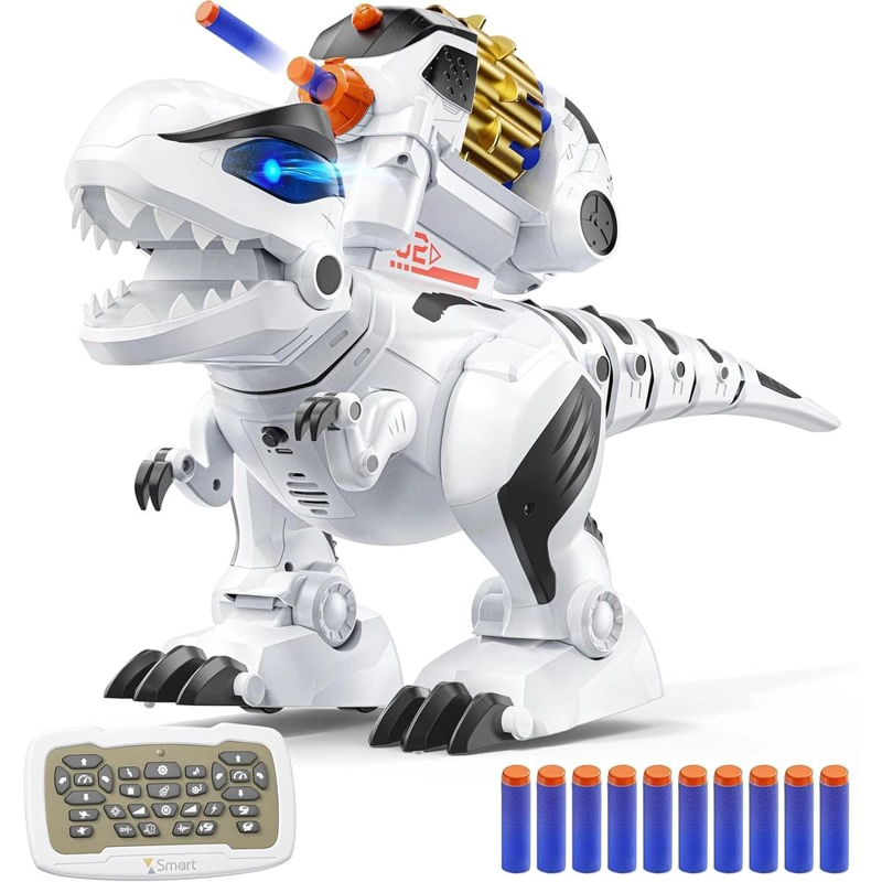 RUKO 8809 DINOSAURIO T-REX RECARGABLE CON SONIDO, LUCES Y CONTROL REMOTO | BLANCO/NEGRO - 1