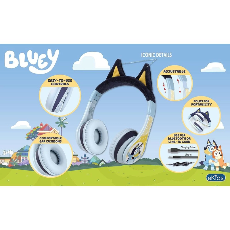 EKIDS BLUEY AURICULARES BLUETOOTH INFANTILES CON MICRÓFONO Y CABLE AUXILIAR - 2