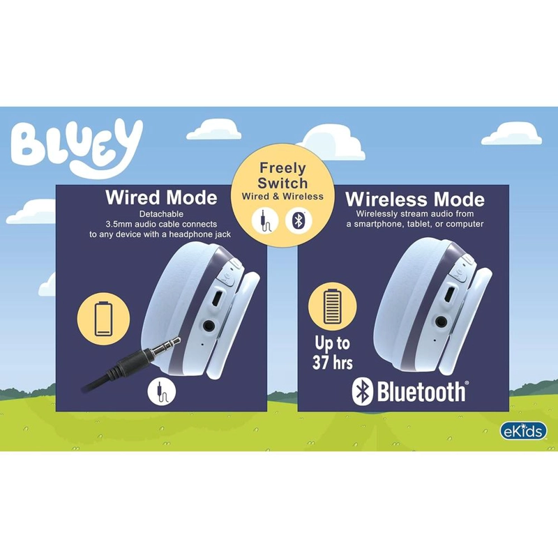 EKIDS BLUEY AURICULARES BLUETOOTH INFANTILES CON MICRÓFONO Y CABLE AUXILIAR - 3