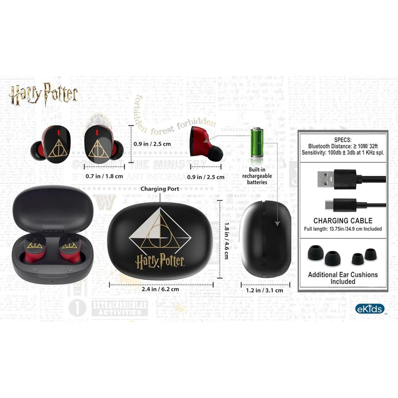 EKIDS HARRY POTTER AURICULARES INALÁMBRICOS INFANTILES CON MICRÓFONO Y ESTUCHE DE CARGA - 3