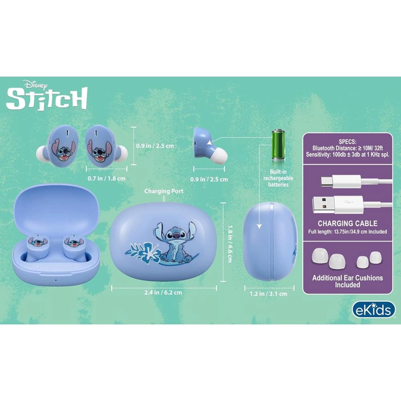 EKIDS STITCH AURICULARES INALÁMBRICOS INFANTILES CON MICRÓFONO Y ESTUCHE DE CARGA - 4