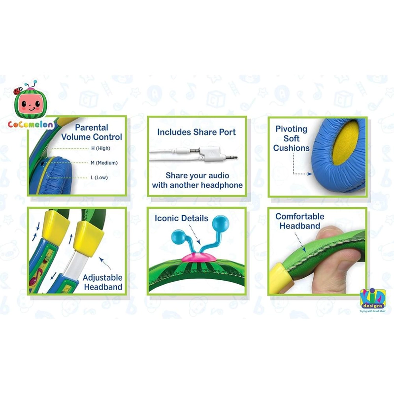 EKIDS COCOMELON AURICULARES INFANTILES CON PUERTO PARA COMPARTIR - 5