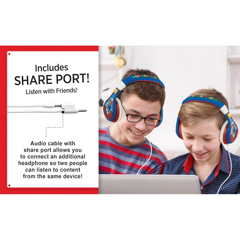 EKIDS SUPER MARIO AURICULARES INFANTILES CON CABLE 3.5 MM / 0.35 CM Y CONTROL DE VOLUMEN - 6