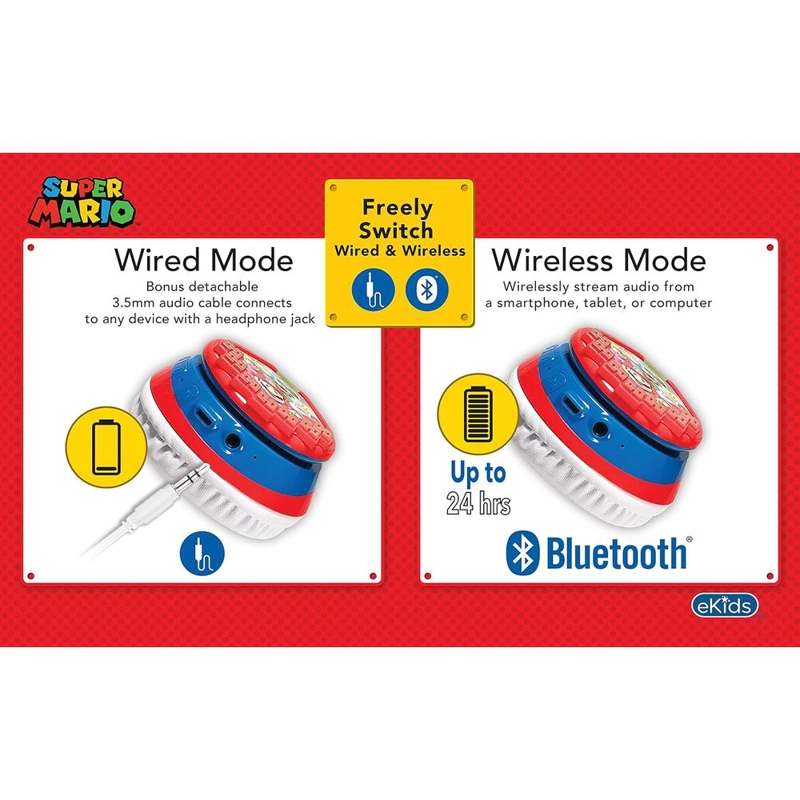 EKIDS SUPER MARIO AURICULARES BLUETOOTH INFANTILES CON MICRÓFONO - 5