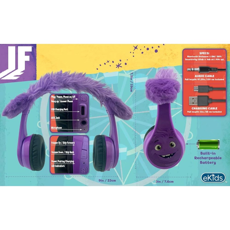 EKIDS AURICULARES BLUETOOTH INFANTILES CON MICRÓFONO Y CABLE AUXILIAR PLEGABLES - 4