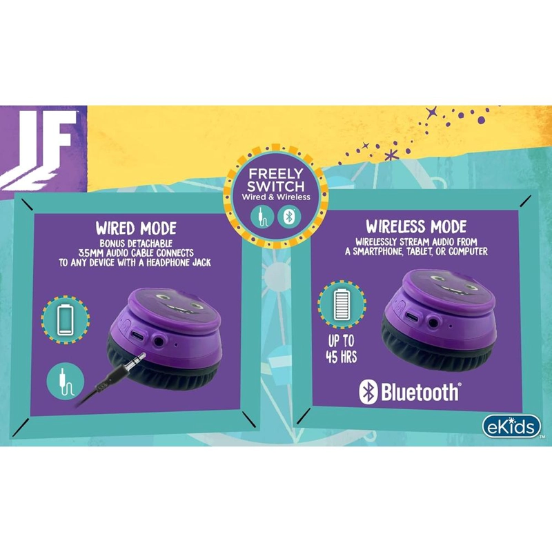 EKIDS AURICULARES BLUETOOTH INFANTILES CON MICRÓFONO Y CABLE AUXILIAR PLEGABLES - 5