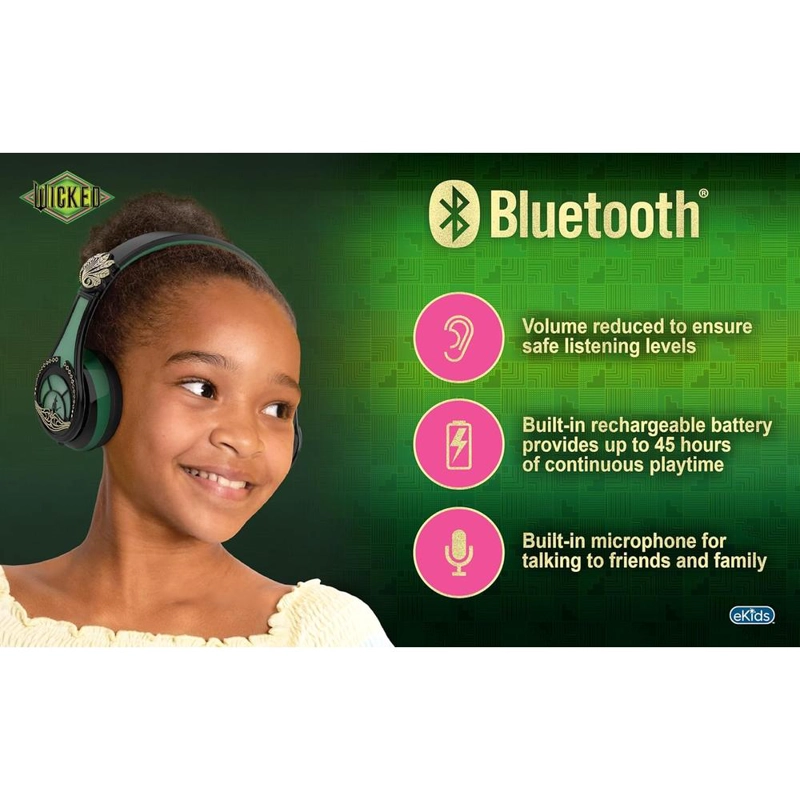 EKIDS WICKED ELPHABA AURICULARES BLUETOOTH INFANTILES CON MICRÓFONO Y CABLE AUXILIAR - 3