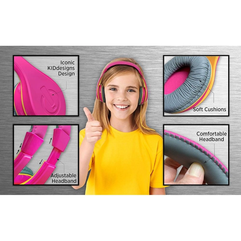 EKIDS AURICULARES INFANTILES ROSA CON CABLE 3.5 MM / 0.35 CM Y CONTROL DE VOLUMEN - 2