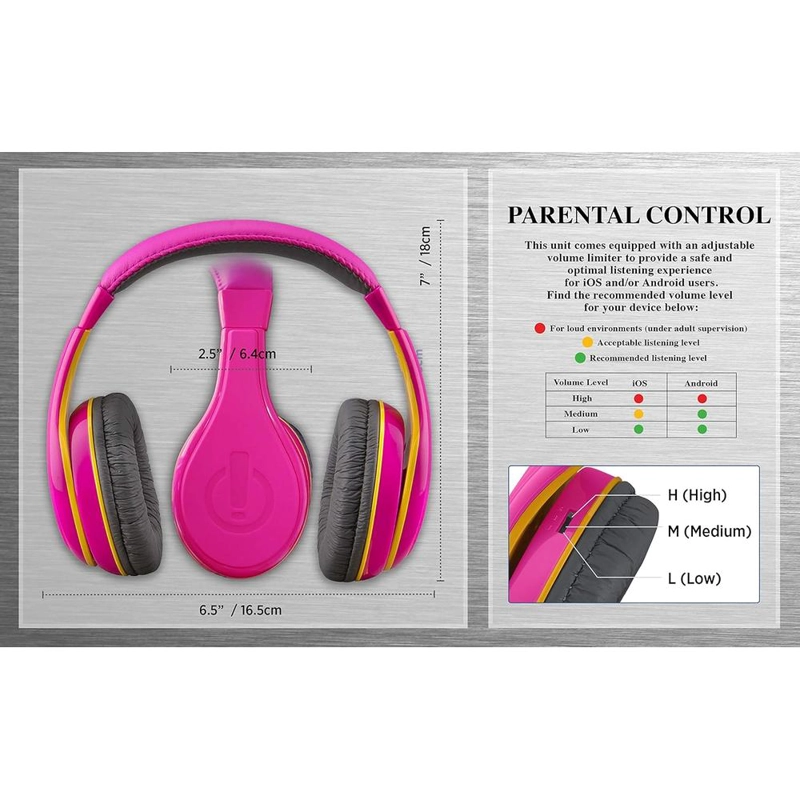 EKIDS AURICULARES INFANTILES ROSA CON CABLE 3.5 MM / 0.35 CM Y CONTROL DE VOLUMEN - 5