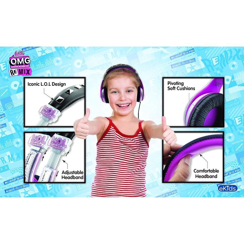 EKIDS LOL SURPRISE AURICULARES INFANTILES CON CABLE 3.5 MM / 0.35 CM Y CONTROL DE VOLUMEN - 2