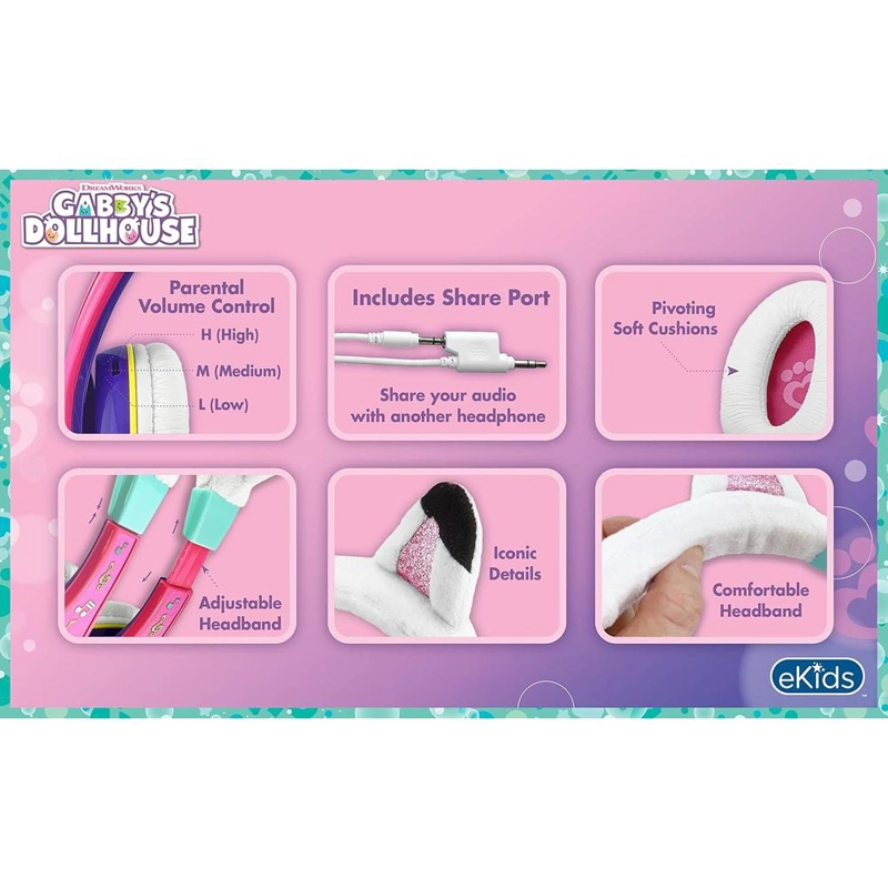 EKIDS GABBYS DOLLHOUSE AURICULARES INFANTILES CON CABLE Y DIVISOR INCLUIDO - 2