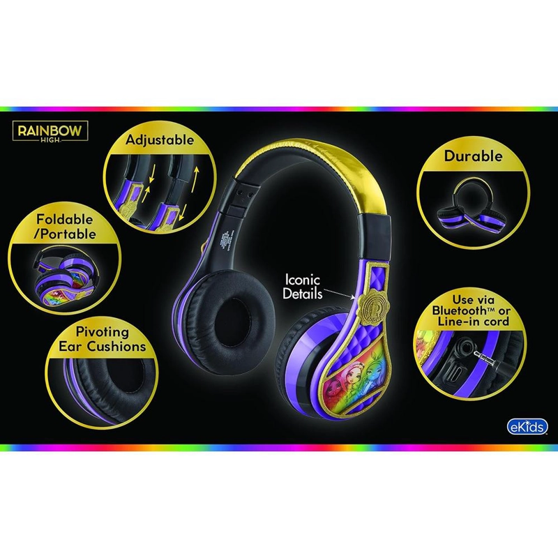 EKIDS RAINBOW HIGH AURICULARES BLUETOOTH INFANTILES PLEGABLES CON MICRÓFONO - 4