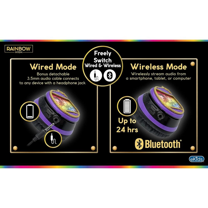 EKIDS RAINBOW HIGH AURICULARES BLUETOOTH INFANTILES PLEGABLES CON MICRÓFONO - 5