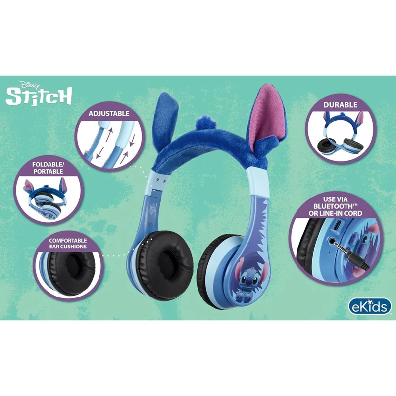 EKIDS STITCH AURICULARES BLUETOOTH INFANTILES CON MICRÓFONO Y CABLE AUXILIAR - 2