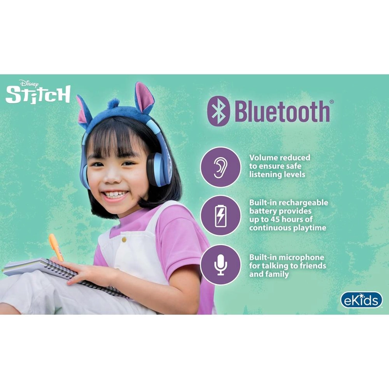 EKIDS STITCH AURICULARES BLUETOOTH INFANTILES CON MICRÓFONO Y CABLE AUXILIAR - 3