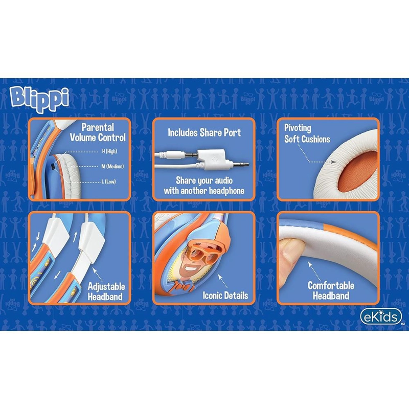 EKIDS BLIPPI AURICULARES INFANTILES CON CABLE 3.5 MM / 0.35 CM Y CONTROL DE VOLUMEN - 4