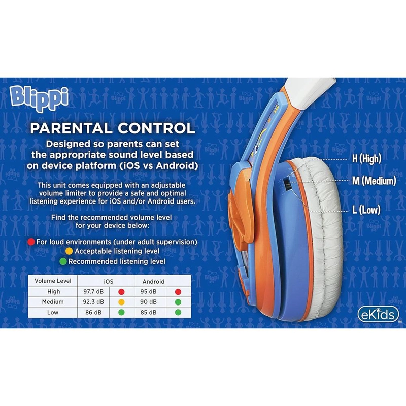 EKIDS BLIPPI AURICULARES INFANTILES CON CABLE 3.5 MM / 0.35 CM Y CONTROL DE VOLUMEN - 6