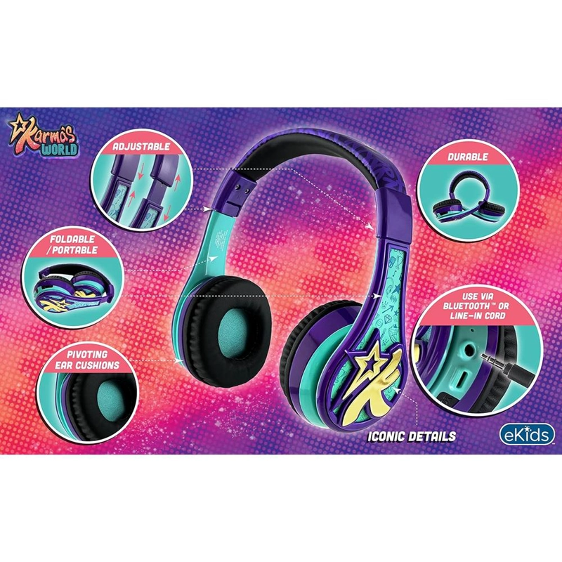 EKIDS KARMAS WORLD AURICULARES BLUETOOTH INFANTILES CON MICRÓFONO - 5