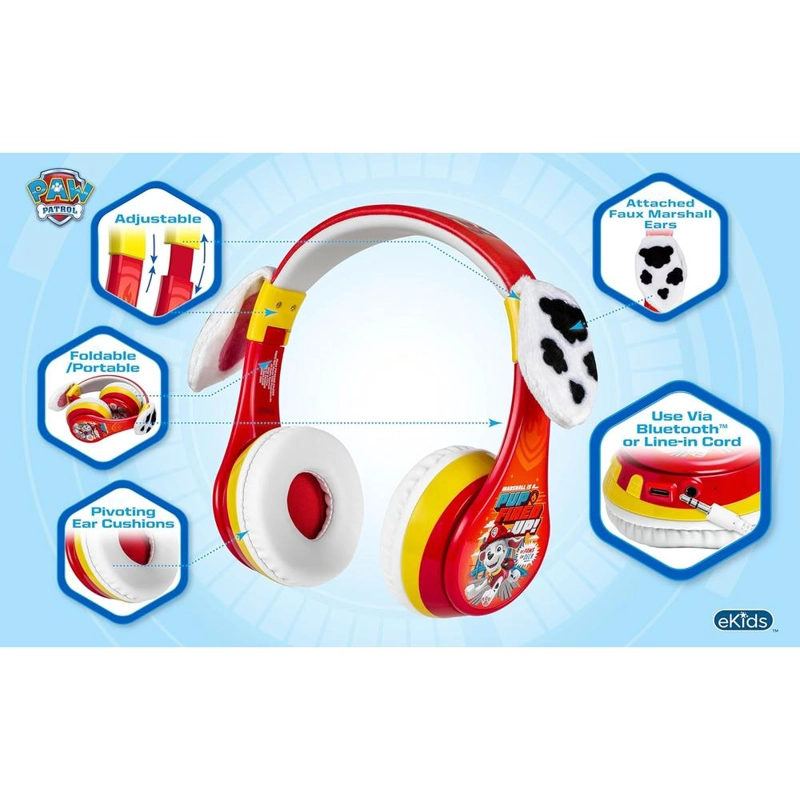 EKIDS PAW PATROL MARSHALL AURICULARES BLUETOOTH INFANTILES CON MICRÓFONO - 2
