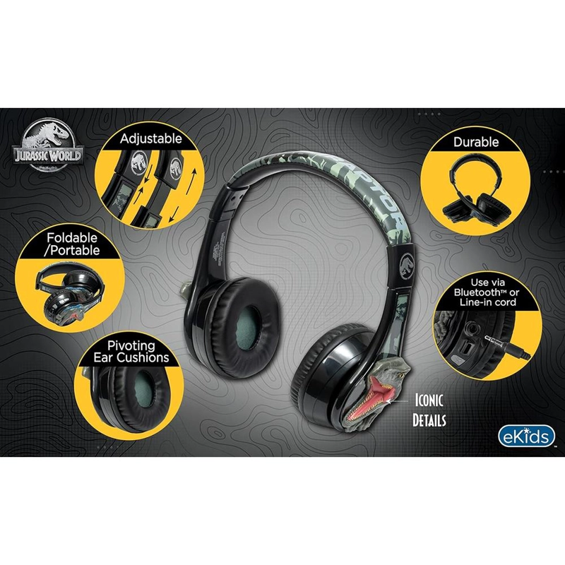 EKIDS JURASSIC WORLD AURICULARES BLUETOOTH INFANTILES CON MICRÓFONO - 2
