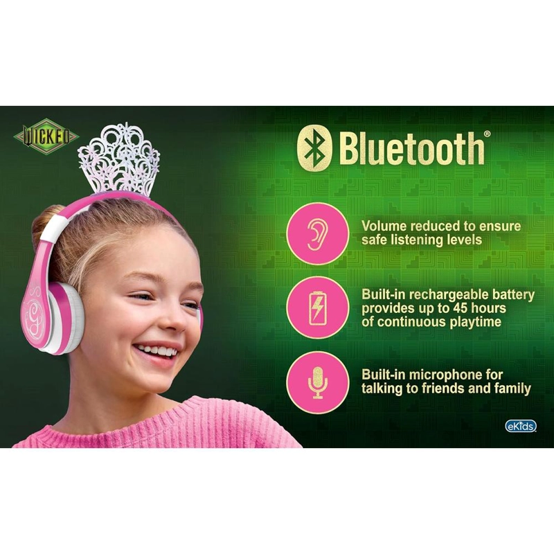 EKIDS WICKED GLINDA AURICULARES BLUETOOTH INFANTILES CON MICRÓFONO Y CABLE AUXILIAR - 3