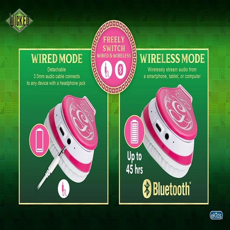 EKIDS WICKED GLINDA AURICULARES BLUETOOTH INFANTILES CON MICRÓFONO Y CABLE AUXILIAR - 5