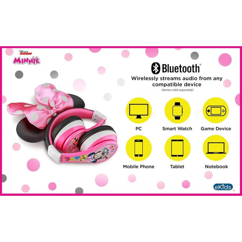 EKIDS MINNIE MOUSE AURICULARES BLUETOOTH INFANTILES PLEGABLES ROSA - 5