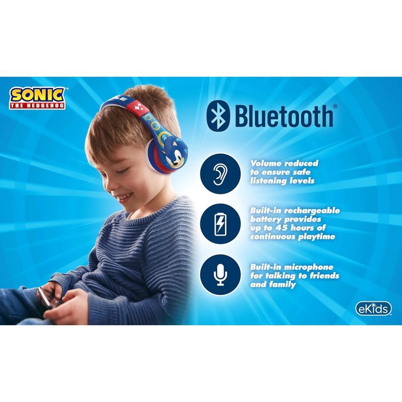 EKIDS SONIC THE HEDGEHOG AURICULARES BLUETOOTH INFANTILES CON MICRÓFONO Y CABLE AUXILIAR - 3