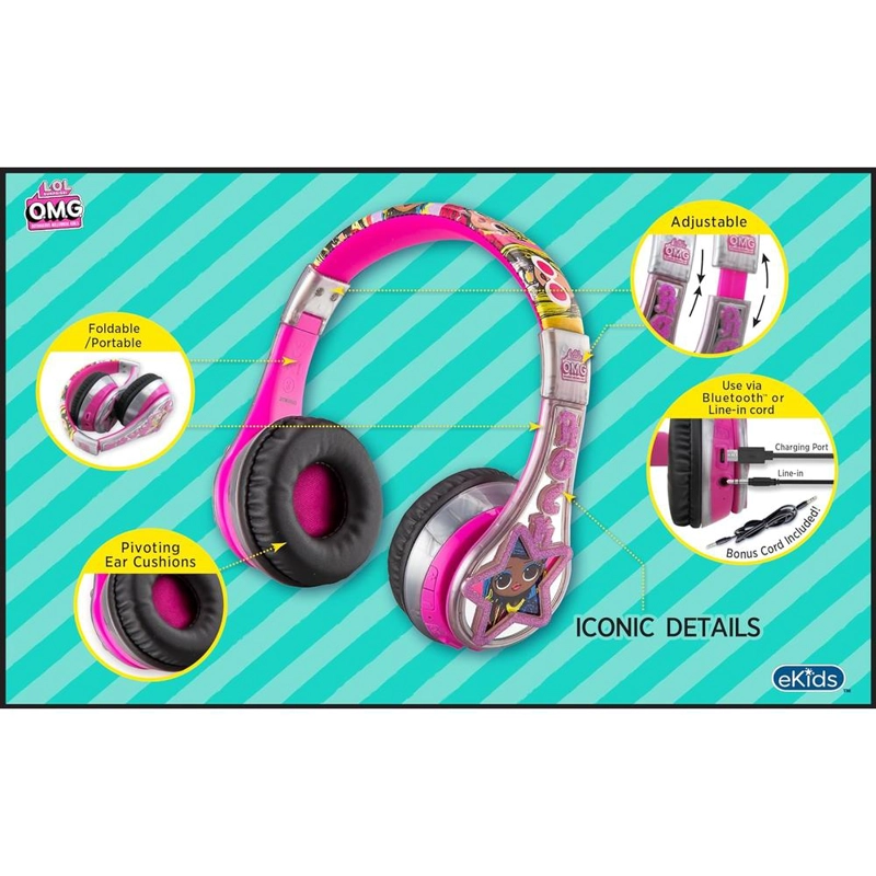 EKIDS LOL SURPRISE AURICULARES BLUETOOTH INFANTILES PLEGABLES CON MICRÓFONO - 2