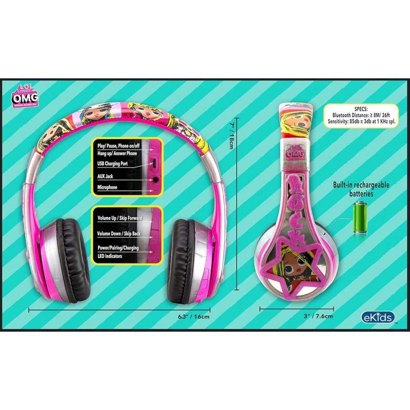EKIDS LOL SURPRISE AURICULARES BLUETOOTH INFANTILES PLEGABLES CON MICRÓFONO - 4