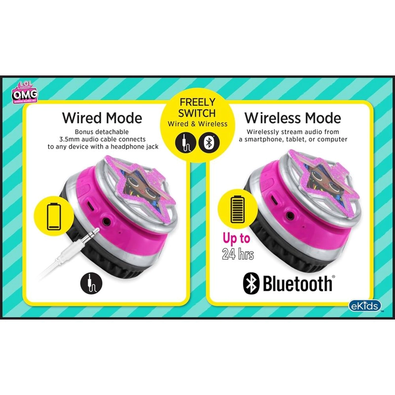 EKIDS LOL SURPRISE AURICULARES BLUETOOTH INFANTILES PLEGABLES CON MICRÓFONO - 5