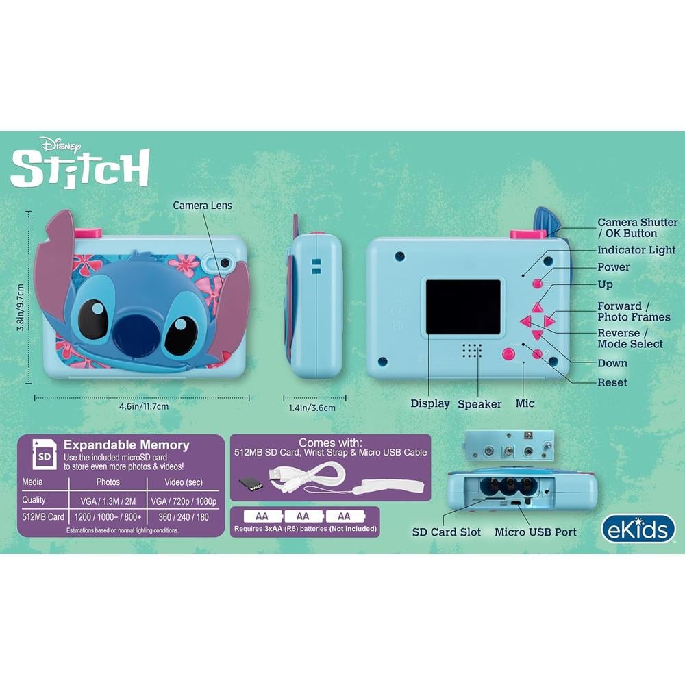 EKIDS STITCH CÁMARA INFANTIL DIGITAL CON TARJETA SD Y GRABACIÓN DE VÍDEO - 5