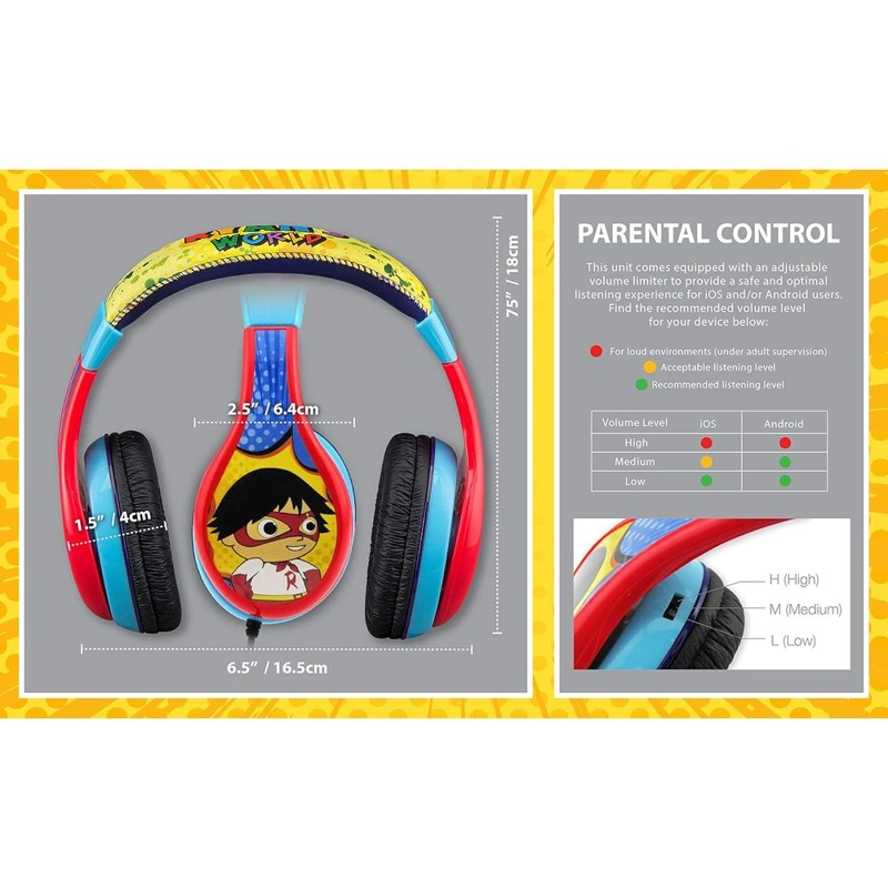 EKIDS RYANS WORLD AURICULARES INFANTILES PLEGABLES CON CABLE 3.5 MM / 0.35 CM - 4
