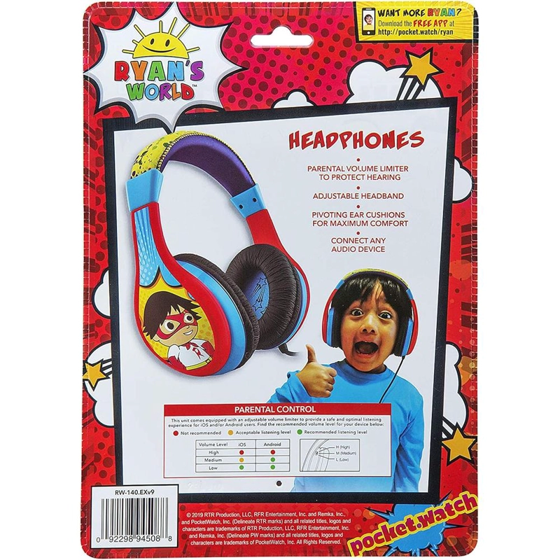EKIDS RYANS WORLD AURICULARES INFANTILES PLEGABLES CON CABLE 3.5 MM / 0.35 CM - 6