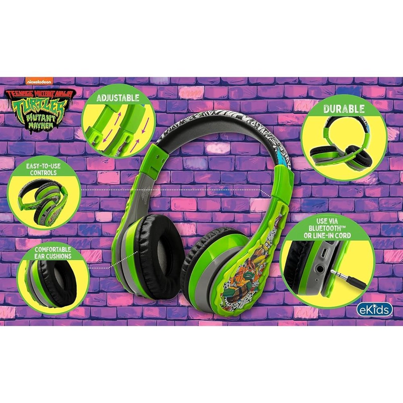 EKIDS TORTUGAS NINJA AURICULARES INALÁMBRICOS BLUETOOTH INFANTILES CON MICRÓFONO - 2