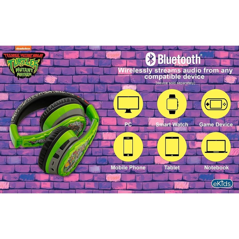 EKIDS TORTUGAS NINJA AURICULARES INALÁMBRICOS BLUETOOTH INFANTILES CON MICRÓFONO - 4