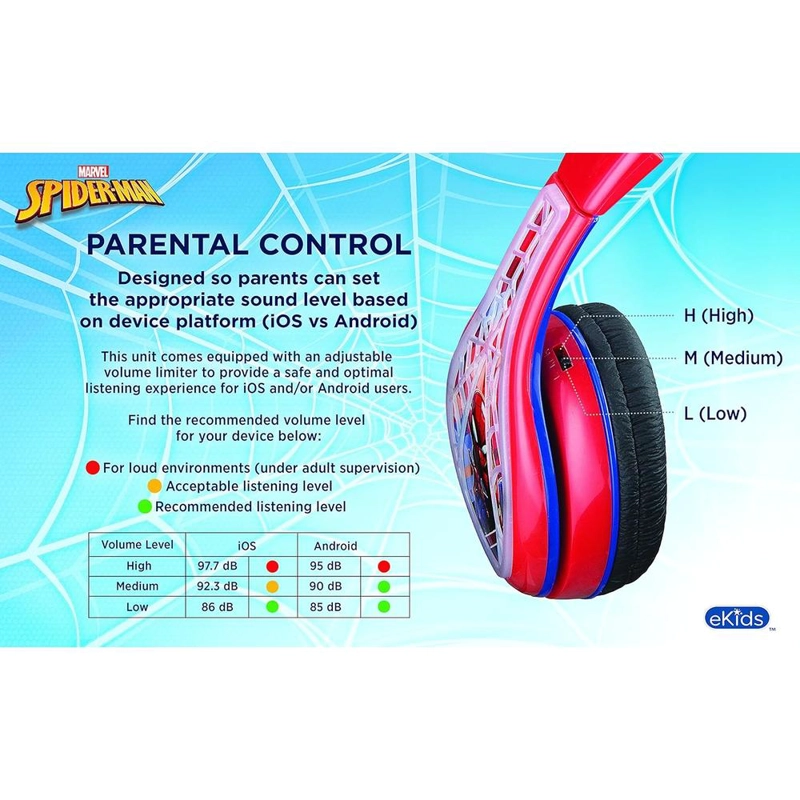 EKIDS SPIDERMAN AURICULARES INFANTILES PLEGABLES CON CABLE 3.5 MM / 0.35 CM - 4