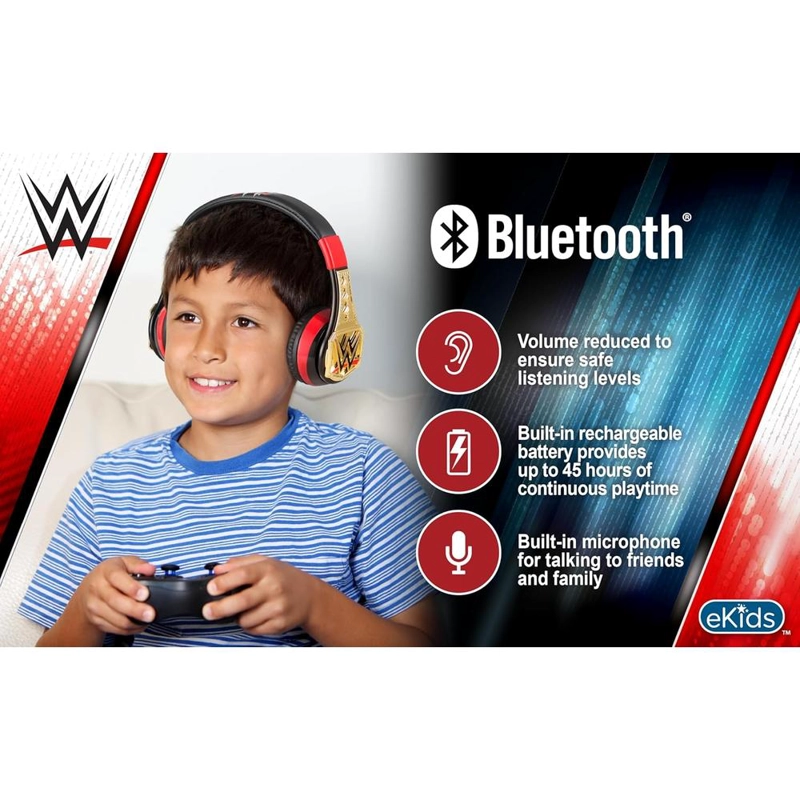 EKIDS WWE AURICULARES BLUETOOTH INALÁMBRICOS CON MICRÓFONO Y CABLE AUXILIAR - 3