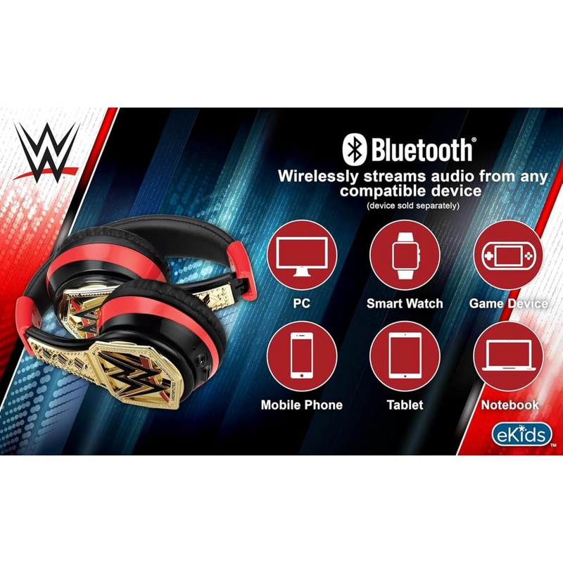 EKIDS WWE AURICULARES BLUETOOTH INALÁMBRICOS CON MICRÓFONO Y CABLE AUXILIAR - 4