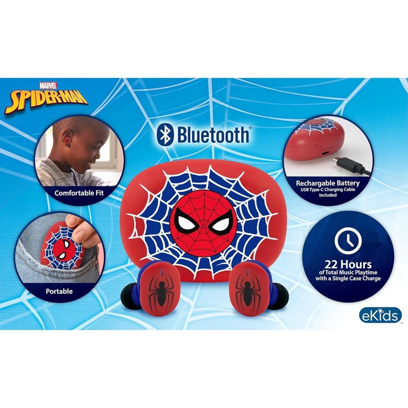 EKIDS SPIDERMAN AURICULARES INALÁMBRICOS INFANTILES CON MICRÓFONO Y ESTUCHE DE CARGA - 2