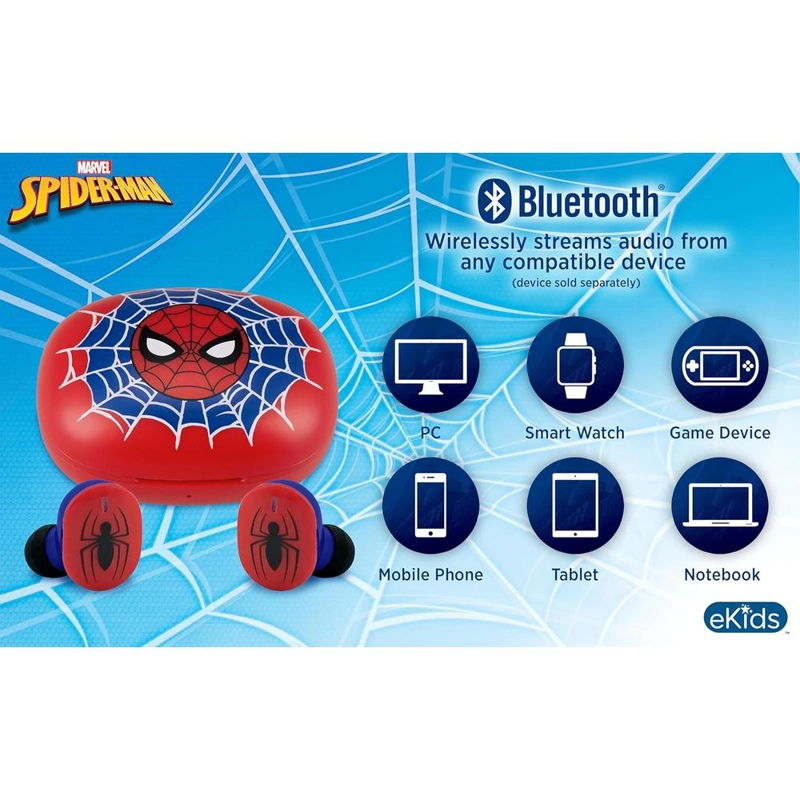 EKIDS SPIDERMAN AURICULARES INALÁMBRICOS INFANTILES CON MICRÓFONO Y ESTUCHE DE CARGA - 4