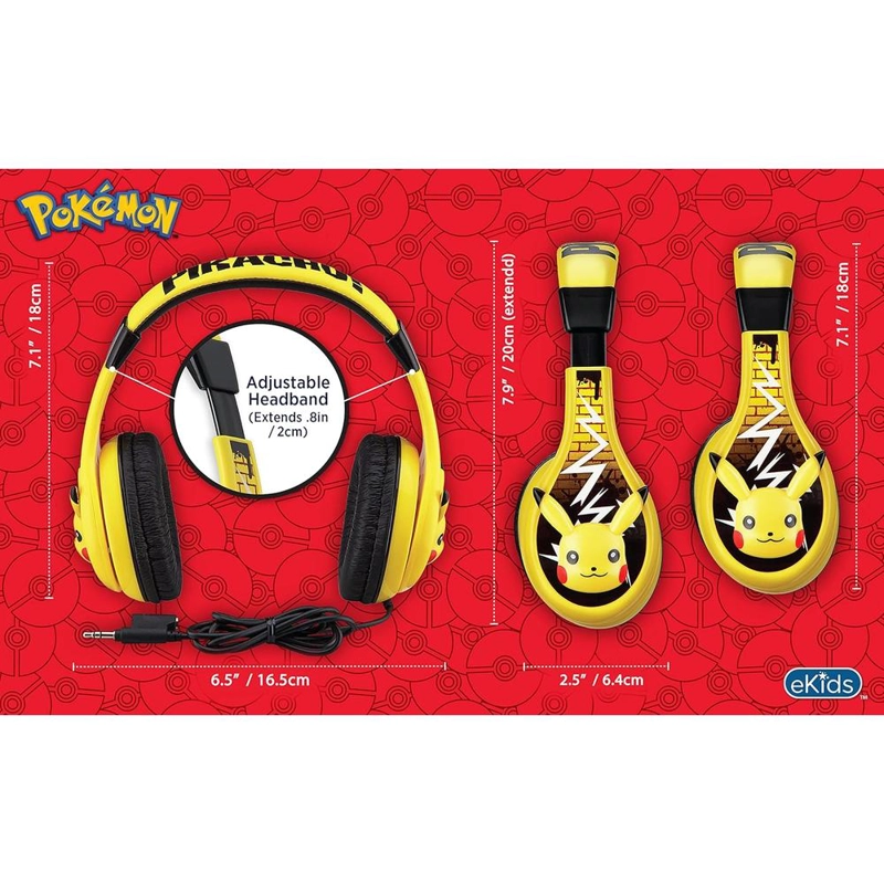 EKIDS POKÉMON PIKACHU AURICULARES INFANTILES CON CABLE 3.5 MM / 0.35 CM Y CONTROL DE VOLUMEN - 2