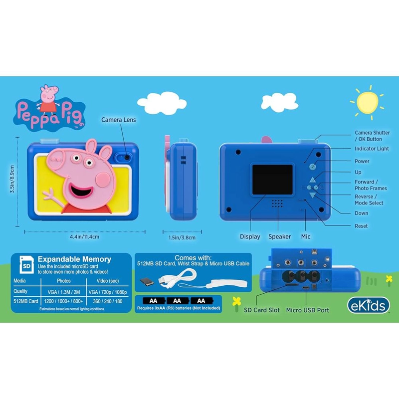 EKIDS PEPPA PIG CÁMARA DIGITAL INFANTIL CON TARJETA SD Y GRABACIÓN DE VÍDEO - 2