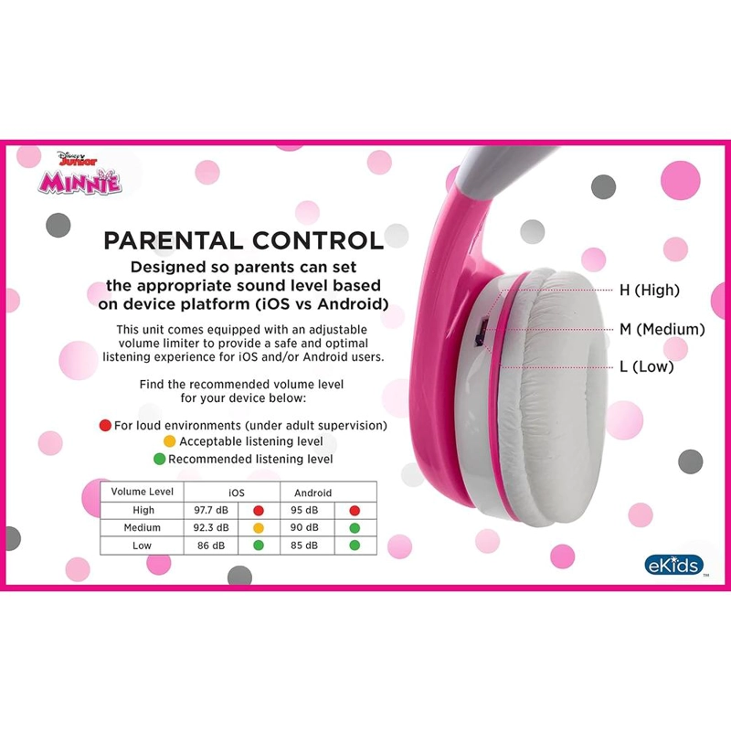 EKIDS MINNIE MOUSE AURICULARES INFANTILES CON CABLE PARA COLEGIO Y VIAJE - 6