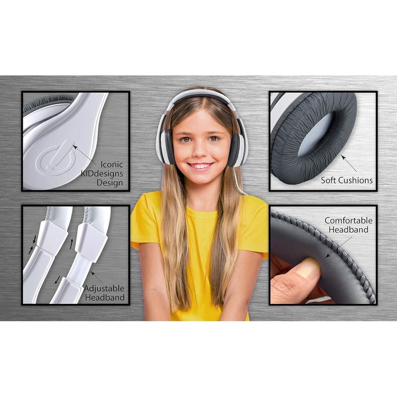 EKIDS AURICULARES INFANTILES BLANCOS CON CABLE 3.5 MM / 0.35 CM Y CONTROL DE VOLUMEN - 2