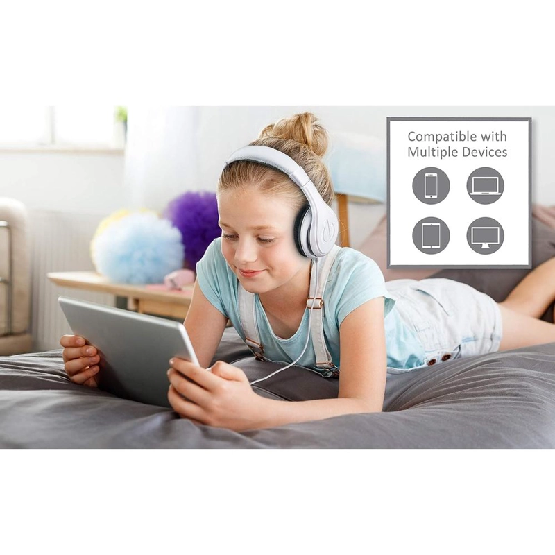 EKIDS AURICULARES INFANTILES BLANCOS CON CABLE 3.5 MM / 0.35 CM Y CONTROL DE VOLUMEN - 3