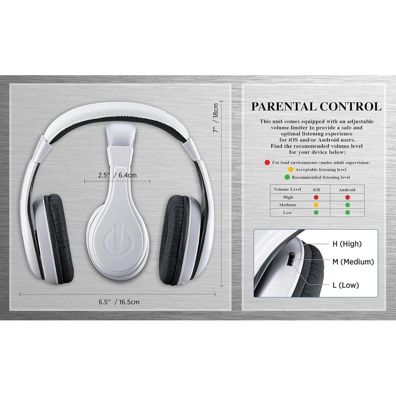 EKIDS AURICULARES INFANTILES BLANCOS CON CABLE 3.5 MM / 0.35 CM Y CONTROL DE VOLUMEN - 5