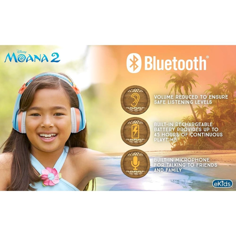 EKIDS MOANA AURICULARES BLUETOOTH INFANTILES INALÁMBRICOS CON MICRÓFONO Y CABLE AUXILIAR - 3