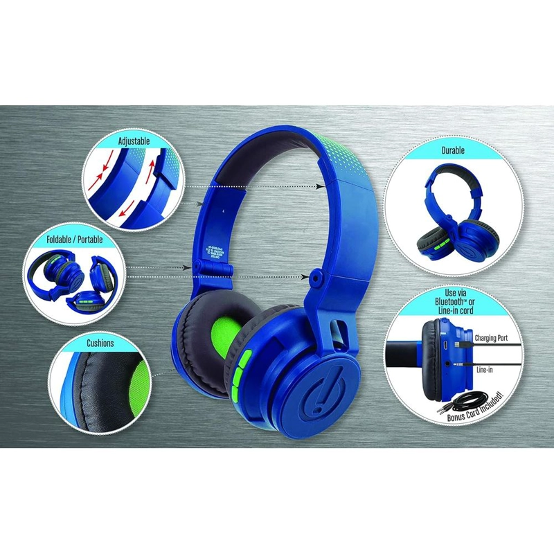 EKIDS AURICULARES BLUETOOTH INFANTILES AZULES CON MICRÓFONO Y VOLUMEN REDUCIDO - 2